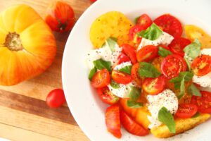 caprese salad with heirloom tomatoes